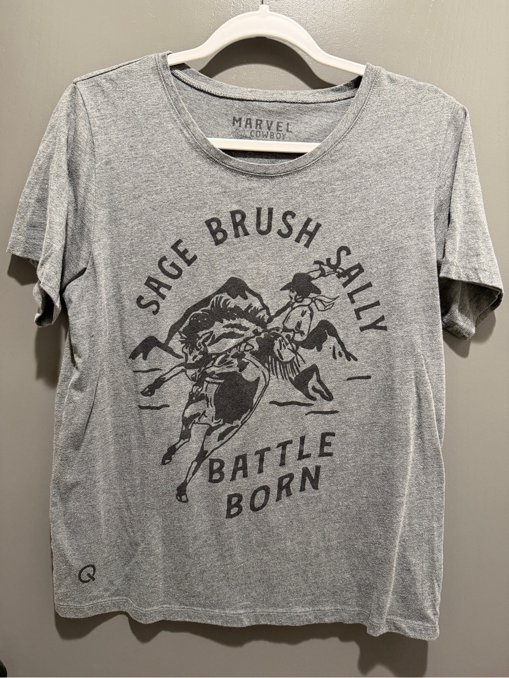 Marvel Cowboy Sage Brush Sally Gray Graphic Tee - Women’s Short Sleeve